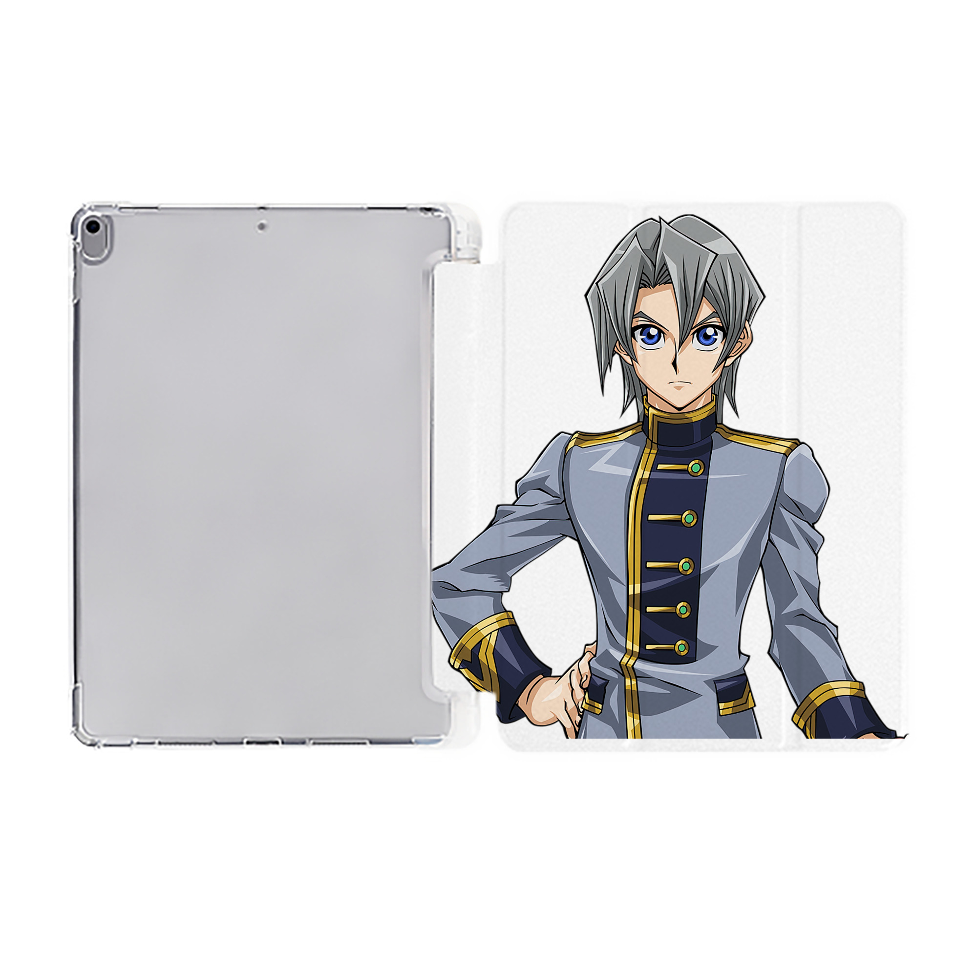 （画像用） 遊☆戯☆王 Yu-Gi-Oh! IPad ケース ペン収納付き 三つ折りスタンド PUレザー×シリコン 対応機種9.5/10.5/10.9インチ